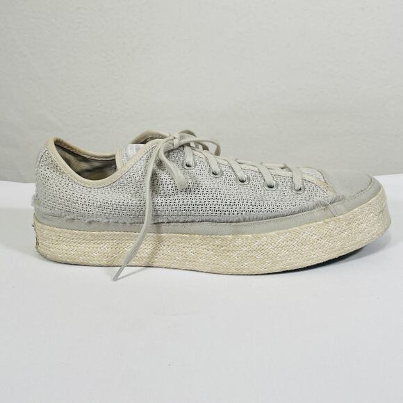 Converse Shoes All Star Platform Espadrilles Womens 11 Gray Cream Canvas Sneaker - Picture 4 of 10